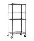 Wire shelving unit with three inch wire shelf casters set of four with threaded stems M8 and M10, steel housing, side lock brake.