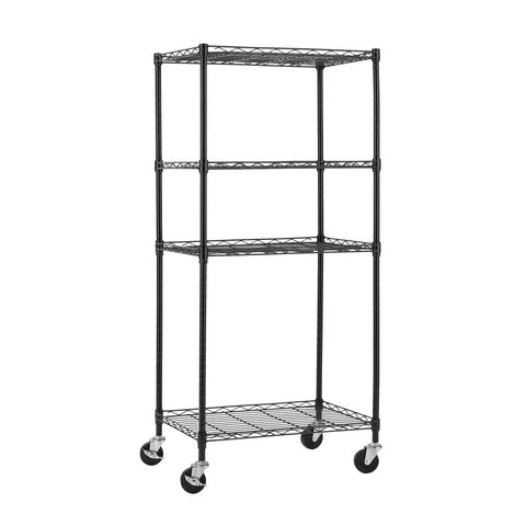 Wire shelving unit with three inch wire shelf casters set of four with threaded stems M8 and M10, steel housing, side lock brake.