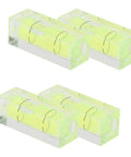 Small Spirit Level Square Bubble Level High Optical Transparency Material, set of four levels with visible bubbles and markings