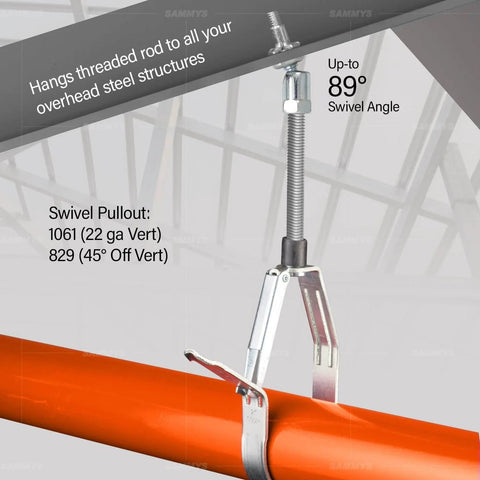 Three Eighths Inch Screw Swivel Expandable Thread Rod Anchor For Pipe Hangers Install Vertical Up To 45 Degrees Electro Zinc Finish Heavy Duty Galvanized Steel 25 Pack For Heavy Duty Use installed on orange pipe