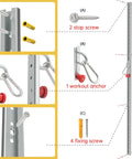 Adjustable Resistance Band Wall Anchor For Quick Home Gym Flex And Space Saving Workouts Targeting Every Muscle Group, 40" steel rail with hooks and screws.