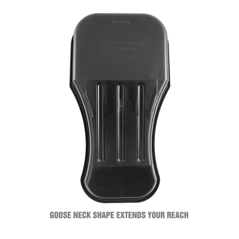 Low Profile Oil Drain Pan With Gooseneck Design 2.8 Quart Heavy Duty Chemical Resistant Plastic Garage Ready top view