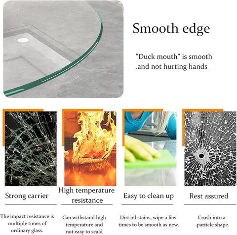 Smooth edge of Heavy Duty Tempered Glass Lazy Susan Turntable 100cm showcasing safety and easy maintenance for dining.