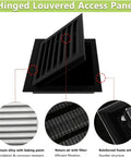 Solid Removable Air Vent Grille Cover With White Louvered Mesh Panel For Drywall Service Doors And Loft Hatches In 20 X 20 Inches showing hinged aluminum panel.