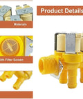 Washing Machine Solenoid Valve Replacement Kit F8286401 No Hassle Direct Fit For Compatible Washers Durable Dual Material Housing Easy Install Verify Model Compatibility With Your Manufacturer Size Chart, yellow valve with filter screen