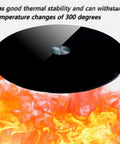 Heavy Hitter Black Glass Lazy Susan With Slick Swivel Action For Dining Tables And Potluck Spread Featuring Heat Resistant Face above flames.
