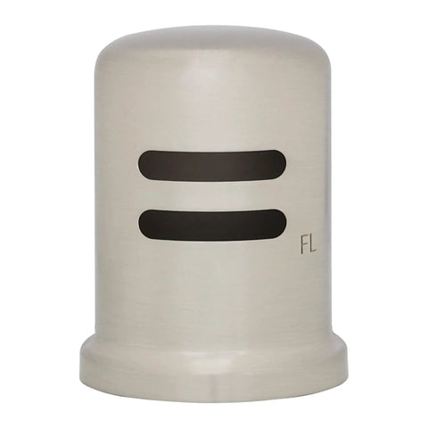 Solid Brass Air Gap Cap Kit With Flange And Plastic Body Skirted Design 1 3/4 Inch Cap Diameter 2 3/4 Inch Cap Height Flush Mount Dishwasher Overflow Shield For Sink, side view showing flange detailing.