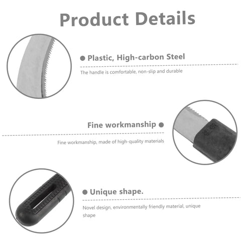 Product details of Five Piece Easy To Use Garden Weeding Tool Set with Folding Sickle, showing material and design features.