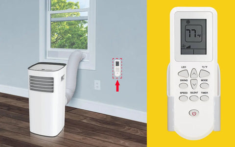Replacement Remote Control For Portable Air Conditioner With Wall Mount Bracket fits select AC models, features digital display.