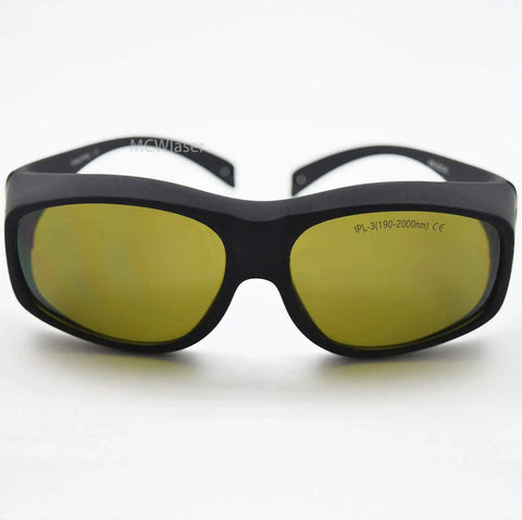 Heavy Duty Ipl Laser Safety Glasses Offering Kickass Eye Protection For Hair Removal Cosmetology Clinics And Photon Beauty Equipment While Keeping Your Peepers Shielded Daily, black frame with yellow lenses.