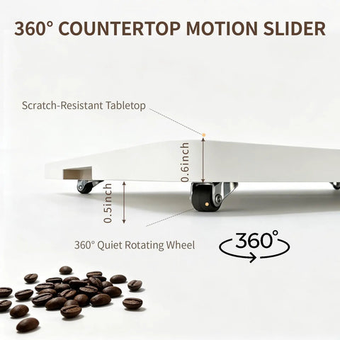 Heavy Duty 360 Degree Appliance Slider With Solid Wood Rolling Deck Featuring Slick Swivel Casters For Zero Friction Glides, showcase of sliding platform and rubber wheels.