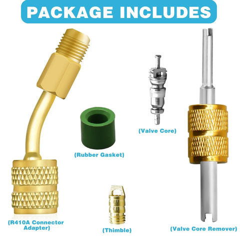 Pro Grade Mini Split Adapter Kit Five Sixteenths To One Quarter Coupler With Valve Core Remover Refrigerant Hose Adapter