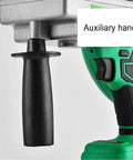 Close-up of auxiliary handle on No Sweat Cordless Wire Fish Tape Rig Featuring Adjustable Torque Up To 550Nm And Lightning Speeds.