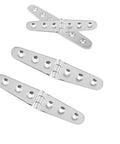 Three Industrial Strength 316 Marine Grade Stainless Steel Cast Hinges with mirror polish for boat, yacht, RV mounting.