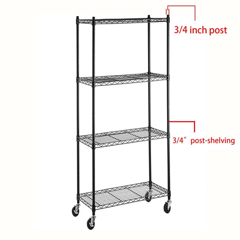 Heavy Duty Wire Shelving Caster Wheels 3 Inch Set Of 4 Black Industrial Roller Casters For Utility Racks visible on a black wire rack.