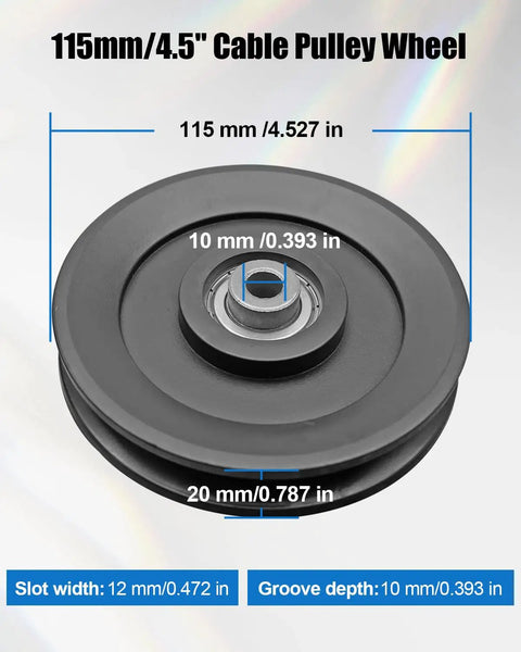 Heavy Duty 4 5 Inch Nylon Pulley Wheel For Smooth Cable Guidance 360 Degree Swivel Roller dimensions 115mm/4.5 inch