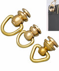 Gold brass ball stud rivets with D-ring and screws, 20x10mm, handbag hardware