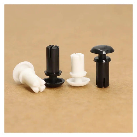 Premium Nylon R Type Snap Rivet PCB Board Mounting Clip Tool Free Push Fit Fastener Hella Reliable Hardware No Sweat Installation For Electronics Panels Killer Black, showing black and white mounts.