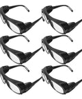 Six Piece Heavy Duty Welding Safety Glasses Ironclad Brazing Eyewear blocks sparks in a set of six durable black plastic goggles.