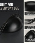 Twelve Pack 2.5 Inch Matte Black Cup Pull Cabinet Handles Built Tough Zinc Alloy Drawer Hardware Smooth Matte Finish For Modern Kitchen And Pantry Cabinets display showing smooth matte finish and durable design.