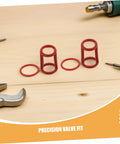 Six Pack Silicone Ice Cream Maker Sealing Rings Replacement Gasket Set For Home And Pro Use Leakproof Valve Seal High Elasticity Fit Easy Install Durable red rings on wood, precision valve fit