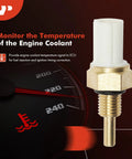 Left engine coolant temperature sensor with brass threaded body and white plastic connector for Honda/Acura vehicles
