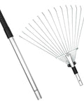 Adjustable Garden Leaf Rake 24 To 63 Inch Telescopic Metal Rake No Hassle Multipurpose Expandable Folding Leaves Yard Rake For Lawn Beds