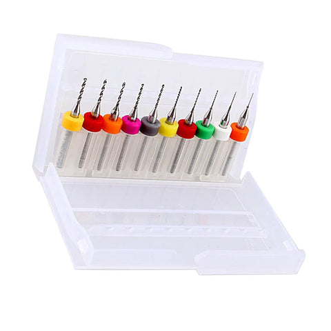 Micro Mini Drill Bits Set 10Pcs For PCB Circuit Board Tungsten Carbide Engraving Tools 0.3mm To 1.2mm Precision Drill Bit Kit in case