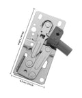Close-up of Two Pack 45 Degree Soft Close Cabinet Hinges With Damping, silver iron pivot self-closing hardware for cabinets.