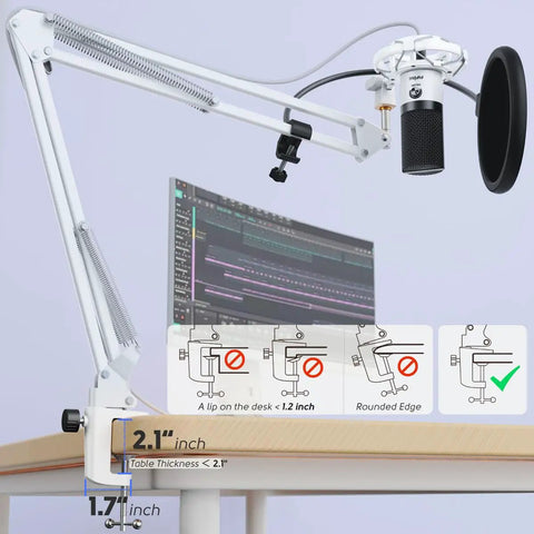 Next Level Usb Recording Microphone Kit For Vocals And Voice Overs Built Around A Massive 16Mm Diaphragm with adjustable boom arm.