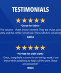 Customer testimonials for 5 Inch Micro Tip Fabric Scissors With Titanium Bonded Blades For Precision Cuts In Paper And Fabric Projects