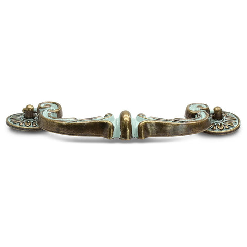 Four Piece 6 Inch Center Hole Pull Handles Set in Zinc Alloy Rustic Vintage Drop Down Bail Swing Dresser Pulls for Kitchen Cabinets