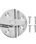 Top Shelf 316 Stainless Steel Boat Hatch Latch Rock Hard Marine Round Catch 2.25 Inch Diameter with screws for secure boat storage.