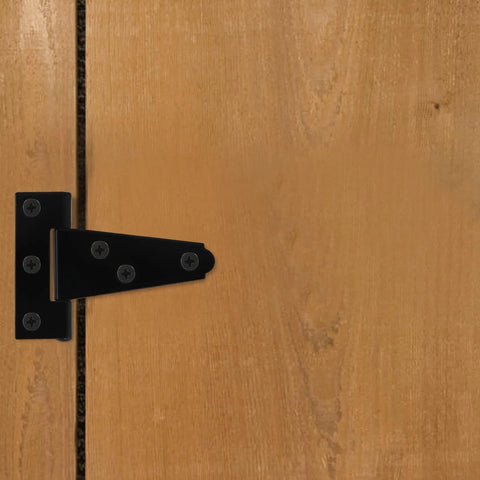 6 Pack Tee Hinge 2 Inch Heavy Duty T Strap Hinges Black For Barn Doors Gates Sheds Wooden Fences Wrought Iron Rustproof Hardware installed