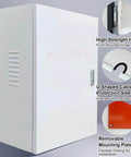Heavy Duty Outdoor Electric Vehicle Charger Enclosure Rugged Cold Rolled Steel Weather Lock Box With Key Security Protection Case showing side view and features.