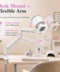Desk mount flexible arm of the Stay Smooth And Keep Your Mani Bar Dust Free With This Straight Up Powerhouse Nail Dust Collector Vacuum Fan.