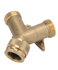 Heavy Duty Solid Brass Y Shaped Valve Two Way Water Splitter Faucet Adapter With Ball Control for garden hoses
