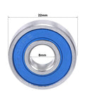 Top Shelf Stainless Steel Ball Bearings S608 2Rs Double Sealed Corrosion Resistant 8X22X7Mm Abec 1 Tight Roll Smooth Spin For Skate Wheels Scooters And Diy Motor Drives 5 Pack Heavy Duty Rig, front view with dimensions.