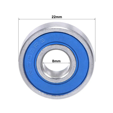 Top Shelf Stainless Steel Ball Bearings S608 2Rs Double Sealed Corrosion Resistant 8X22X7Mm Abec 1 Tight Roll Smooth Spin For Skate Wheels Scooters And Diy Motor Drives 5 Pack Heavy Duty Rig, front view with dimensions.