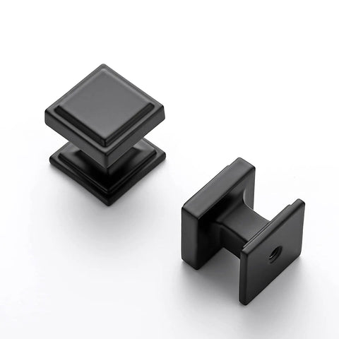 30 Pack Matte Black Square Cabinet Knobs With Zinc Solid Construction For Kitchen Drawers And Cupboards on white background