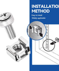 Rock Solid 120 Pack M6 X 20mm Stainless Steel Rack Mount Screws And Cage Nuts Built Tough Server Rack Kit installation method illustration
