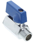 One Quarter Inch NPT Solid Brass Mini Ball Valve Female Male Adapter With Easy Grip Lever Handle Built Tough Quick Shut Off Control For Piping And Home Garden Projects, blue handle detail