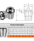High Precision ER Collet Chuck Set With 0.015mm Tolerance For Sharp Cuts, durable heat treated steel ER32 collets diagram