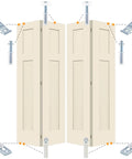 All In One Do It Yourself Bifold Door Hardware Repair Kit With Top And Bottom Brackets, Pivots, Spring Loaded Guide Wheel components