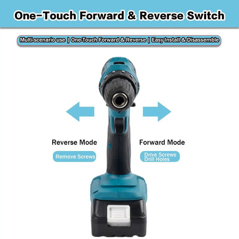 Top Notch Brushless Cordless Drill Set with one-touch forward and reverse switch, ideal for various DIY tasks.