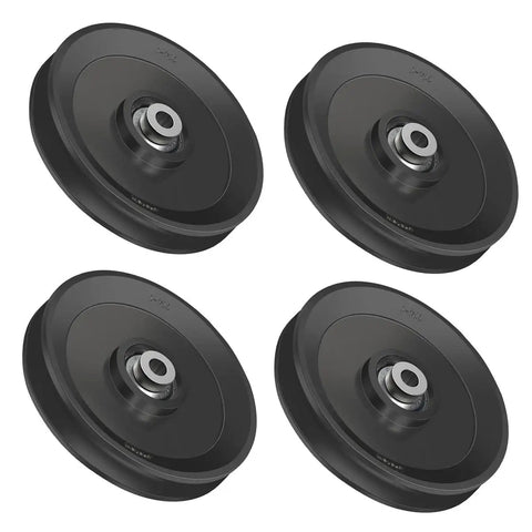 Rock Solid 4 5 Inch Nylon Pulley Wheel With Precision Sealed Bearings For Garage Door And Cable Rigging Systems set of four wheels.