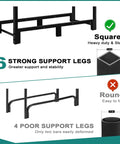 Comparison of square support legs vs round with Heavy Duty 4 Foot Firewood Rack For Indoor And Outdoor Use, stable structure shown.