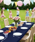 Waterproof Elastic Fitted Tablecloth With Elastic Edge For 6 Foot Tables 30x72 Inches Navy Washable Polyester Picnic Cover