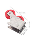 Pro Grade Heavy Duty Sliding Door And Window Track Rollers With Premium Double Wheel Pulley Bearing Kit Weather Resistant Stainless Steel 2 Pack, side view with dimensions.