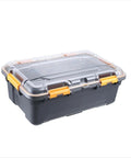 Heavy Duty IP68 Waterproof Plastic Storage Tote Featuring Tough As Nails Gasket Seal And Secure Latches Rugged Gray Bin